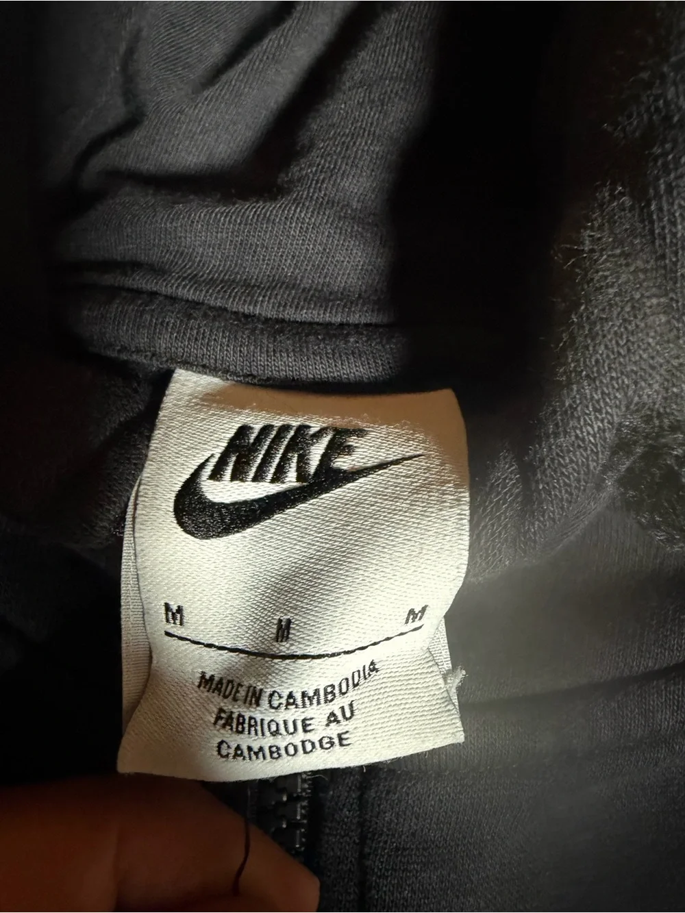 Nike Black Full-Zip Hooded Sweatshirt with White Swoosh Logo